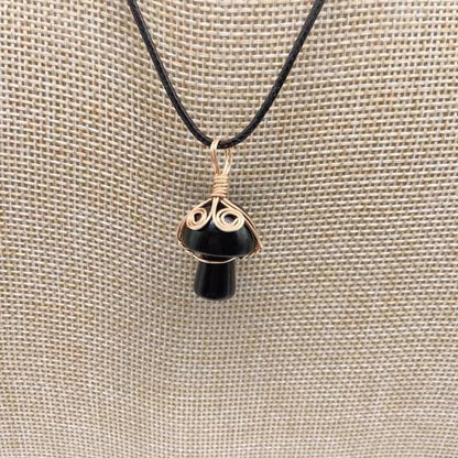 Winding Small Mushroom Natural Stone Necklaces