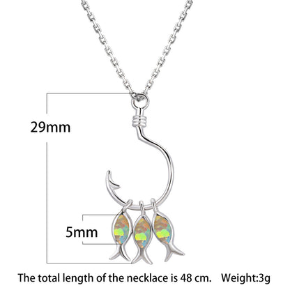 Three Fish Opal Pendant Necklace