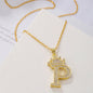 Gold Crown A-Z Pendant Necklace