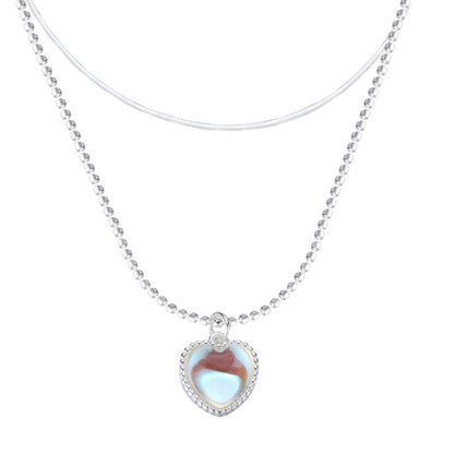 Gradient Gem Heart Shaped Clavicle Chain Necklace