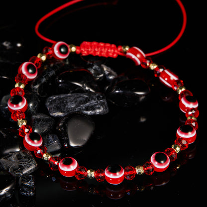 Evil Eye Crystal Beaded Adjustable Bracelet