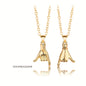 Holding Hands Couple Necklace, 2Pc Set