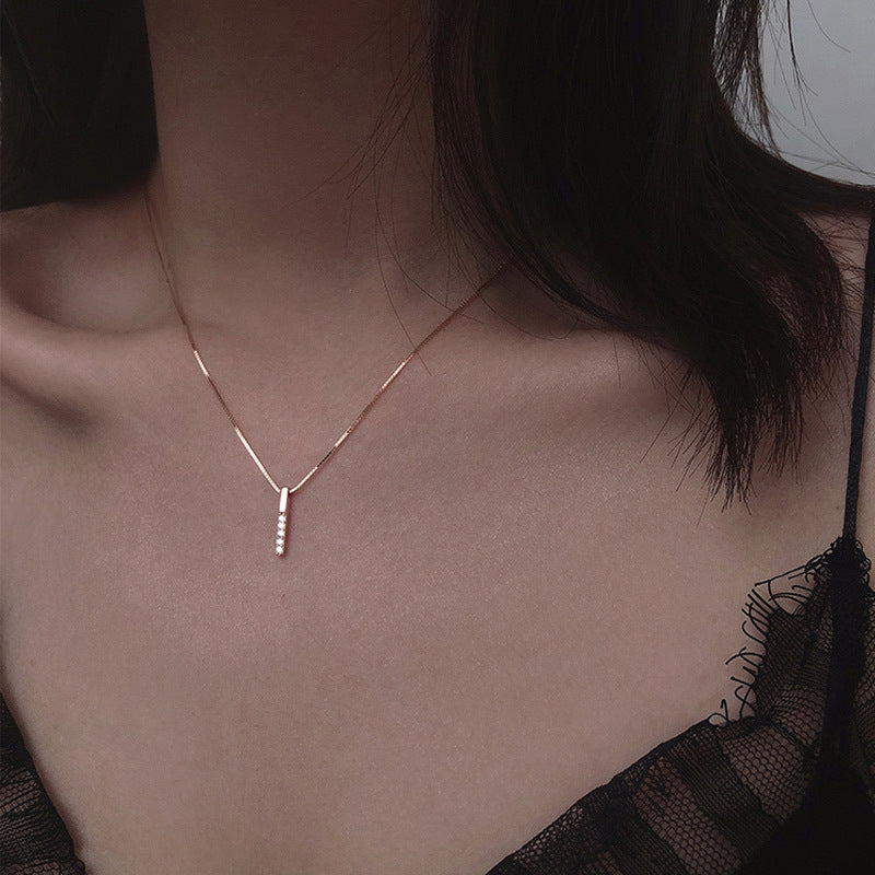 Vertical Bar Clavicle Necklace, S925 Sterling Silver