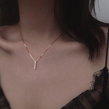 Vertical Bar Clavicle Necklace, S925 Sterling Silver