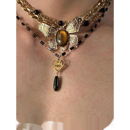 Butterfly Titanium Twin Clavicle Chain Necklace