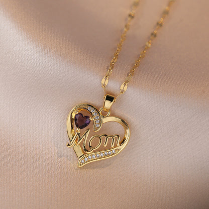 Mother's Day Heart Flower Pendant Necklace