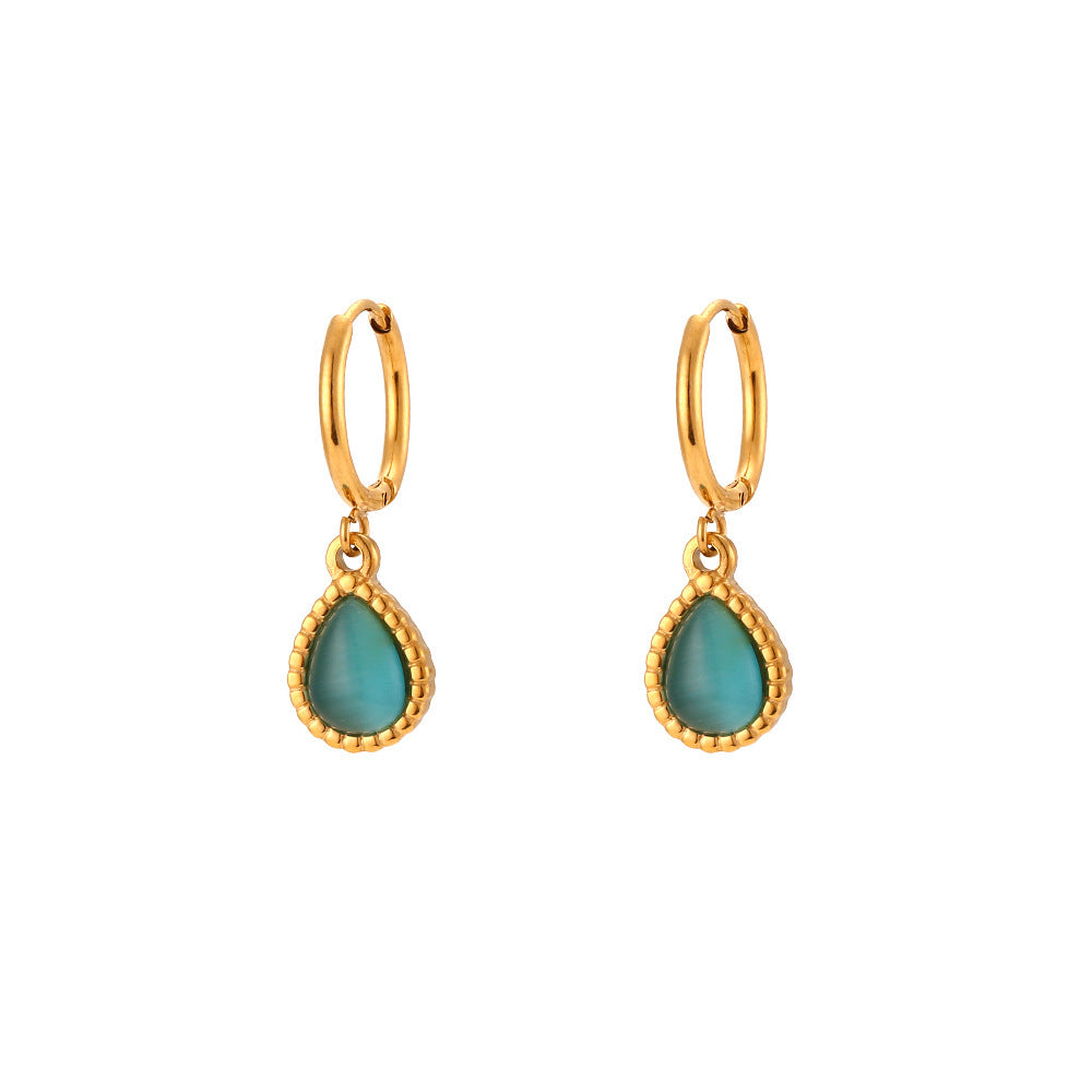 Minimalistic Water Drops Opal Earrings & Necklace