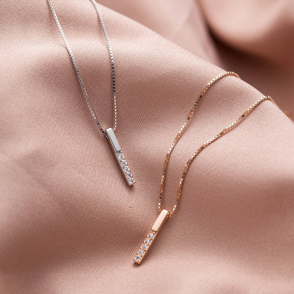 Vertical Bar Clavicle Necklace, S925 Sterling Silver