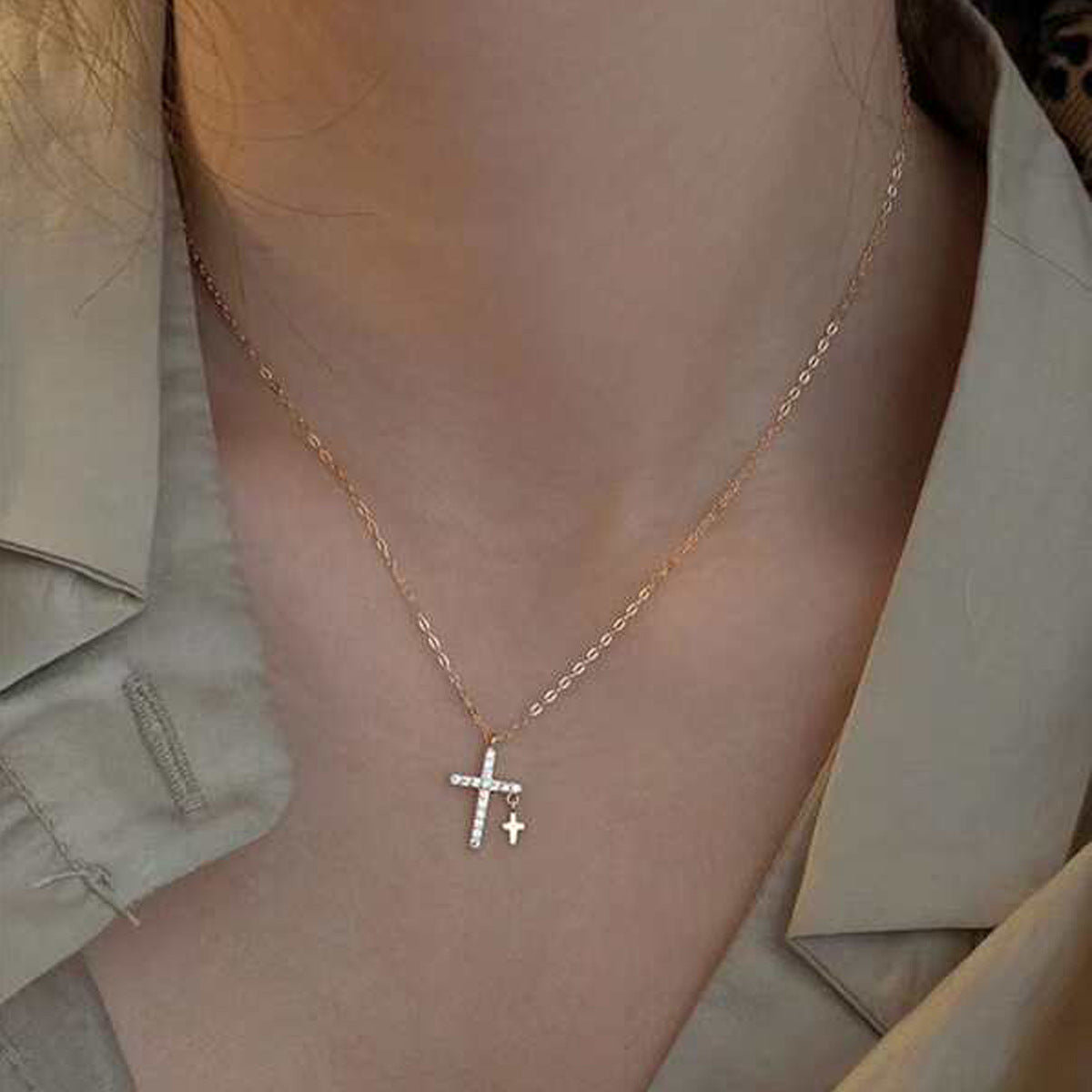 Multi-Layer Cross Zircon Necklaces – Gold & Silver