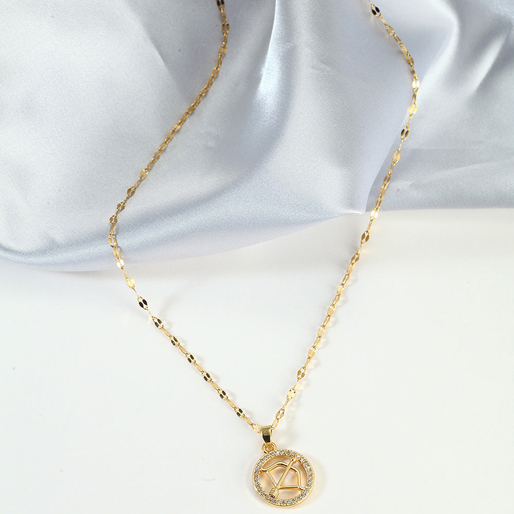 Golden Twelve Constellation Pendant Necklace