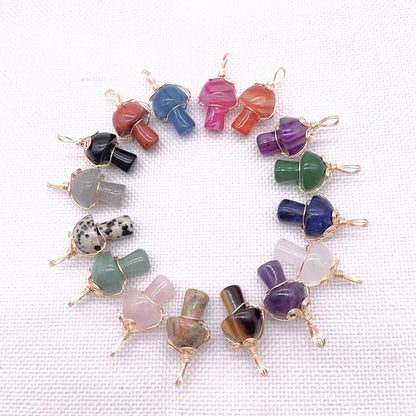 Winding Small Mushroom Natural Stone Necklaces