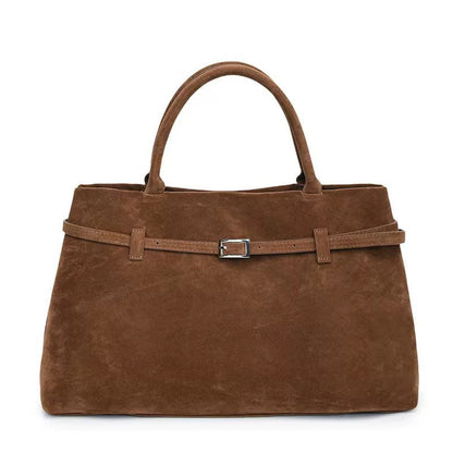 Solid Faux Suede Handbag