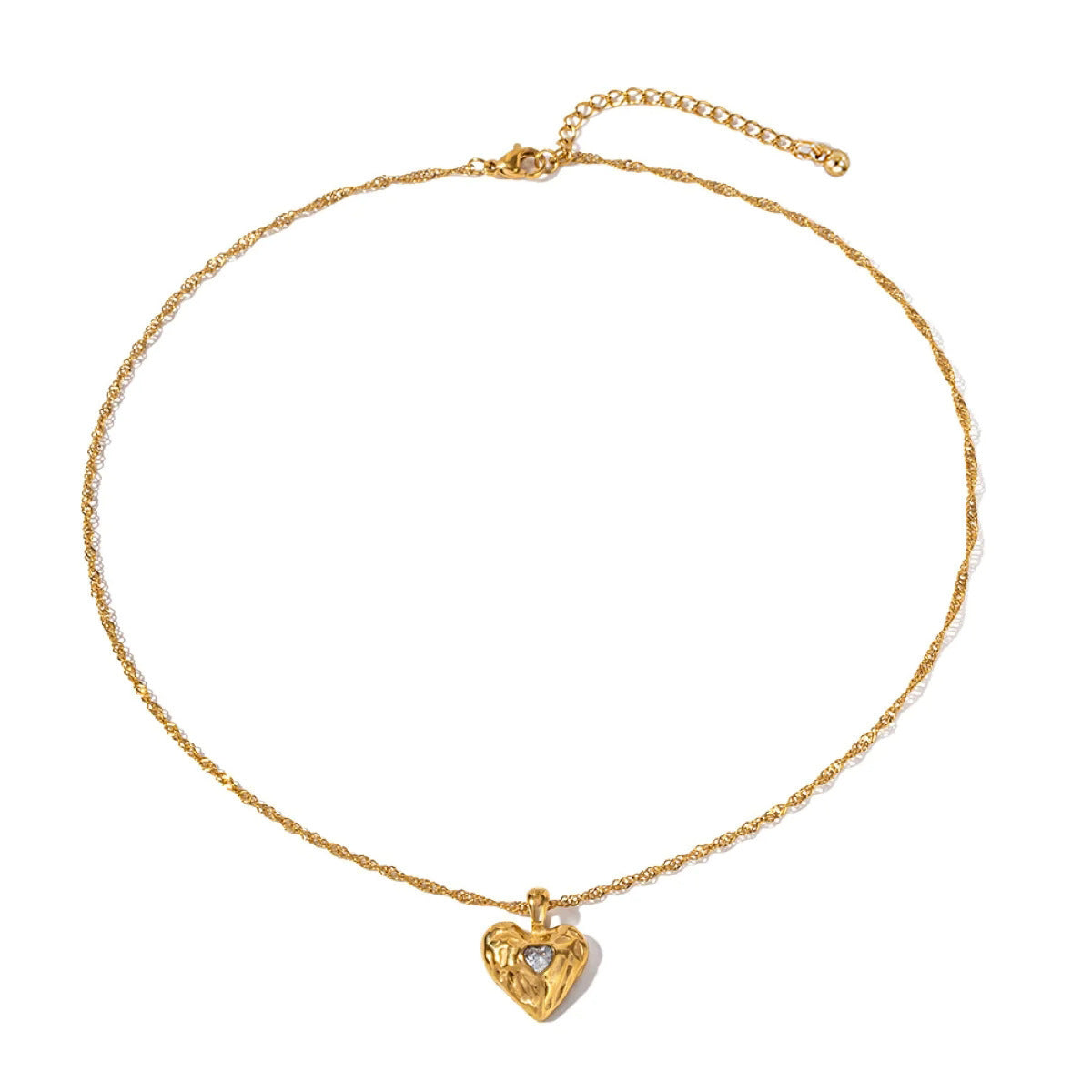 Alloy Heart-Shaped Necklace with Diamond