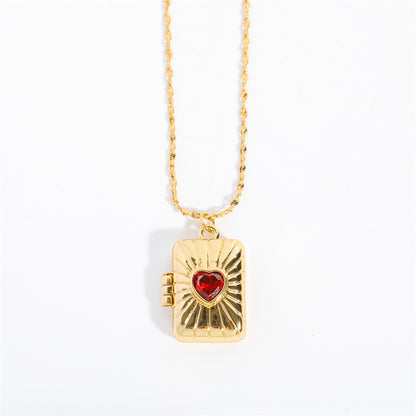 Opening & Closing Love Zircon Album Box Necklace