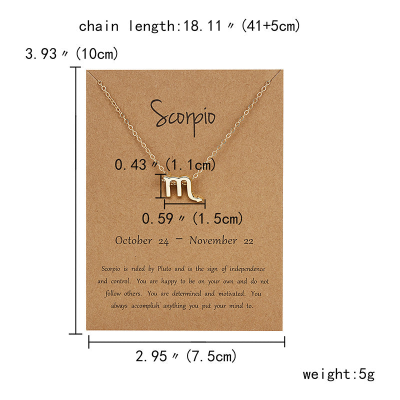 12 Zodiac Sign Constellation Pendant Necklace