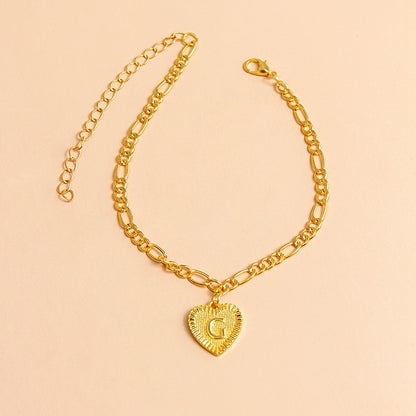 Gold Initial Letter Anklet for Women