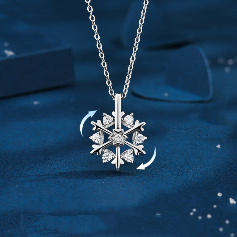 Rotatable Spinning Snowflake Pendant Necklace