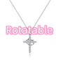 Cross Full Diamond Crown Rotatable Necklace
