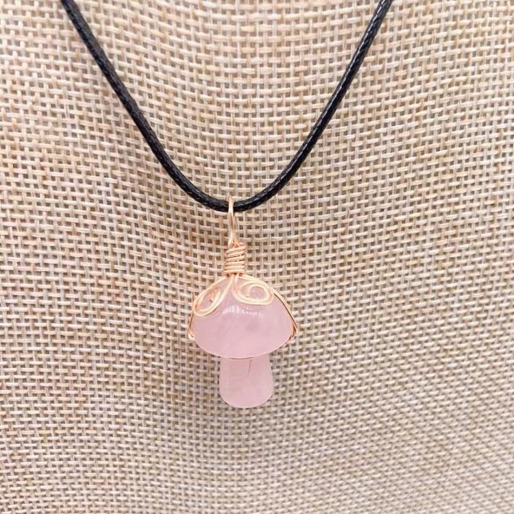 Winding Small Mushroom Natural Stone Necklaces