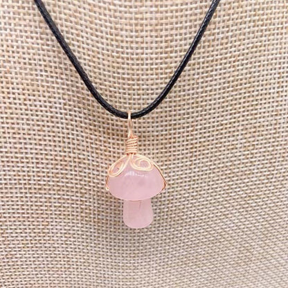 Winding Small Mushroom Natural Stone Necklaces