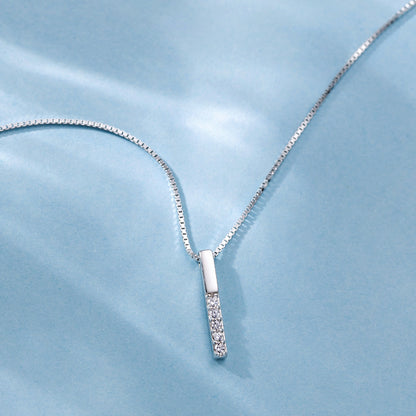 Vertical Bar Clavicle Necklace, S925 Sterling Silver
