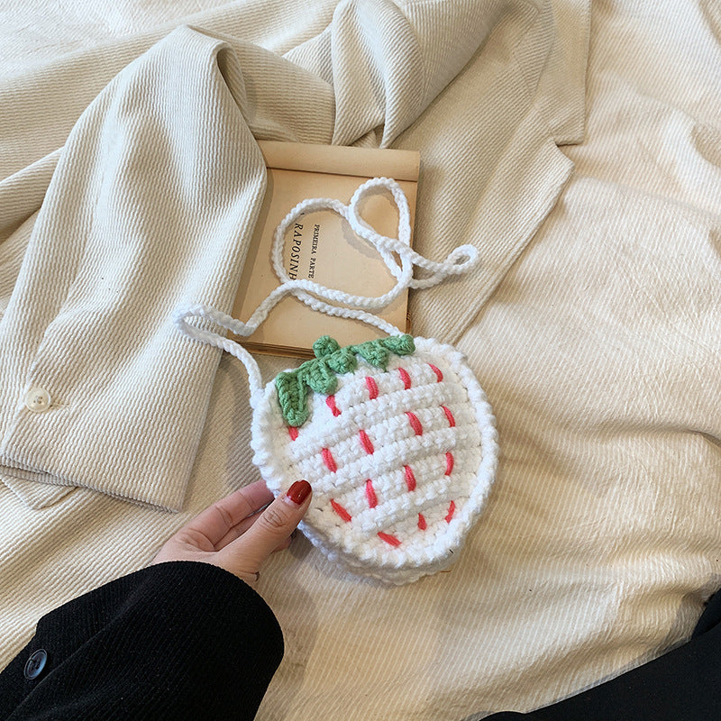 Handmade Knitted Wool Strawberry Crossbody Bag