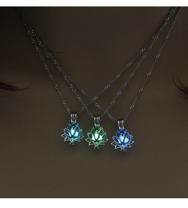 Yoga Lotus Luminous Pendant Necklace