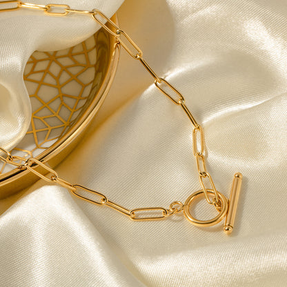 Gold Geometric Stainless Steel OT Chain Necklace