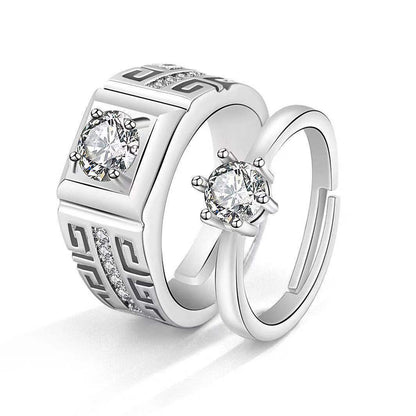 Moissanite Engagement Couple Rings