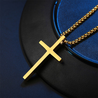 Simple Titanium Steel Cross Pendant Necklace