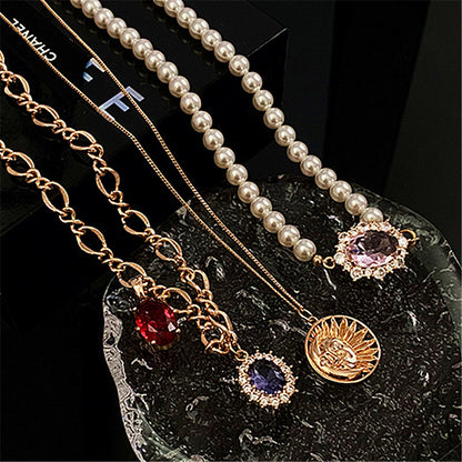 Pearl Zircon Pendant Necklace for Women