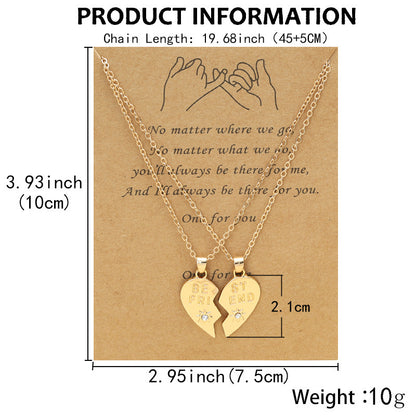 Best Friend Heart Clavicle Chain Necklace