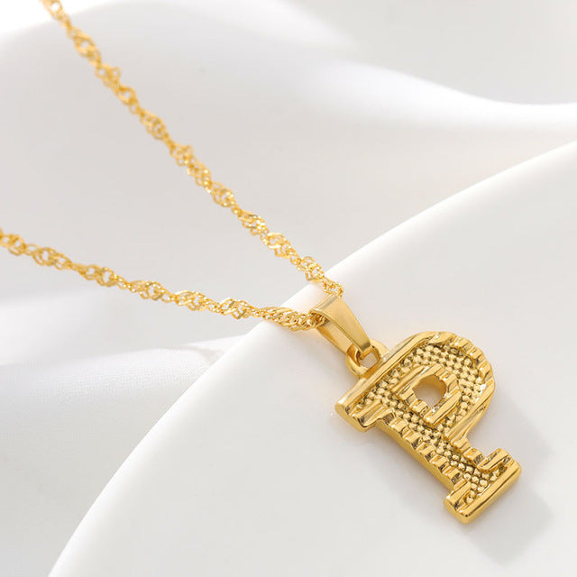Gold Initial Letter Necklace – 18K Gold Plated A–Z Alphabet
