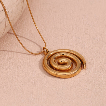 Gold Snake Chain Vortex Pendant Necklace