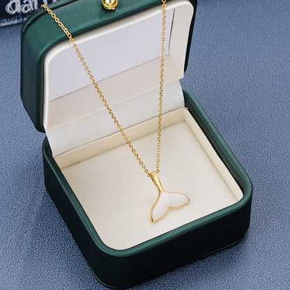 Whale Tail Pendant Necklace in Gold & Rose Gold
