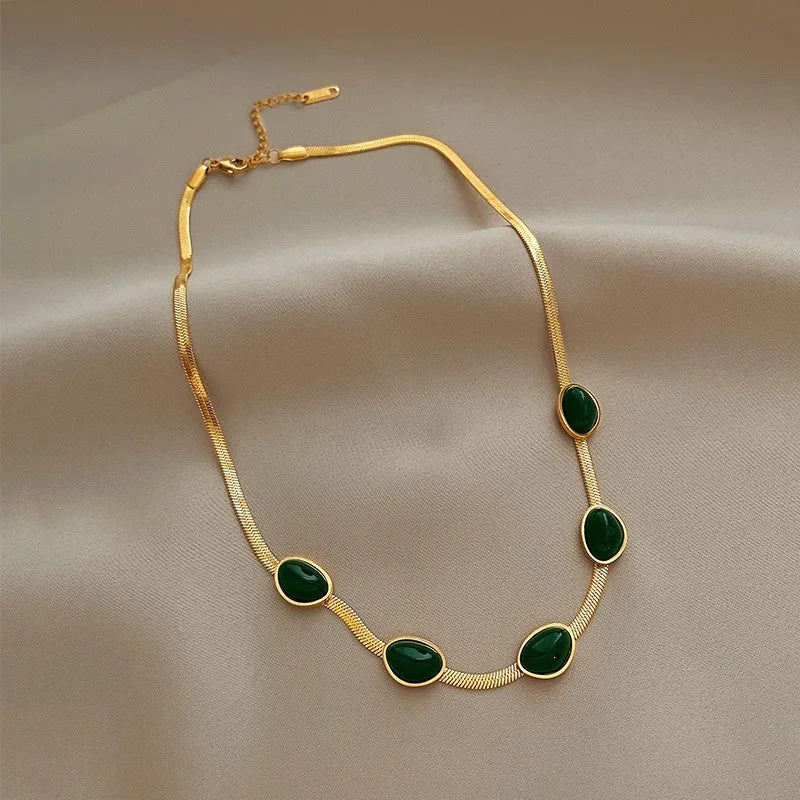Green Stone Crystal Jewellery Set