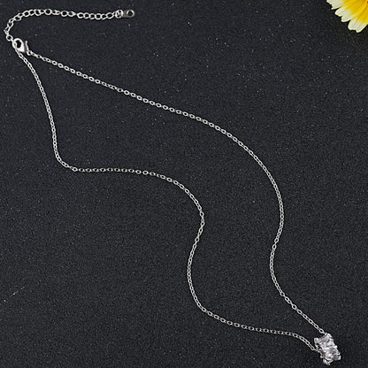 Cylinder Zircon Necklace with Rhinestones