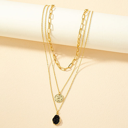 Three-Layer Crystal Bud Pendant Necklace