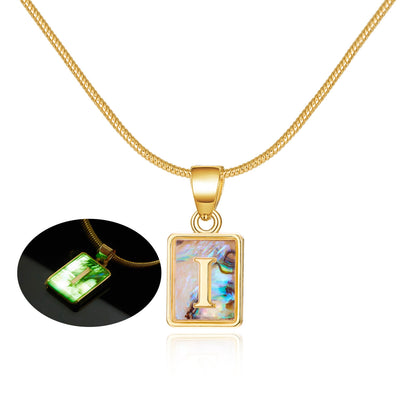 Luminous Pendant 26 Letter Square Necklace