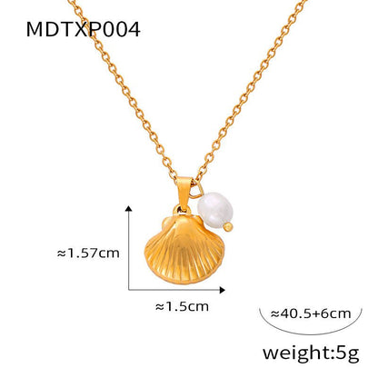 French Vintage Shell Jewelled Pendant Necklace - Trendy Radar