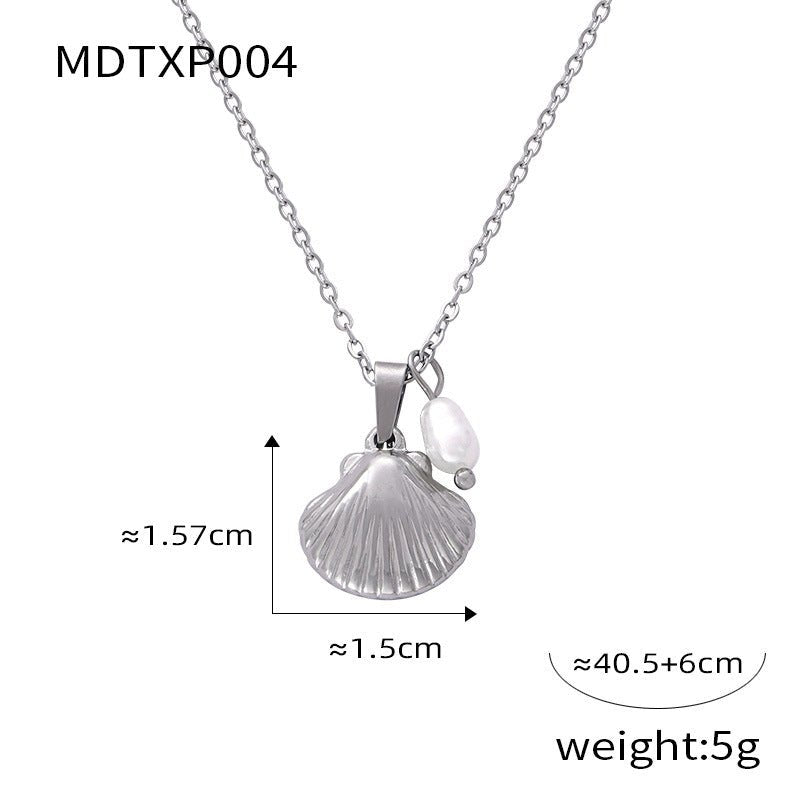 French Vintage Shell Jewelled Pendant Necklace - Trendy Radar