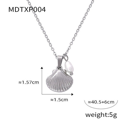 French Vintage Shell Jewelled Pendant Necklace - Trendy Radar