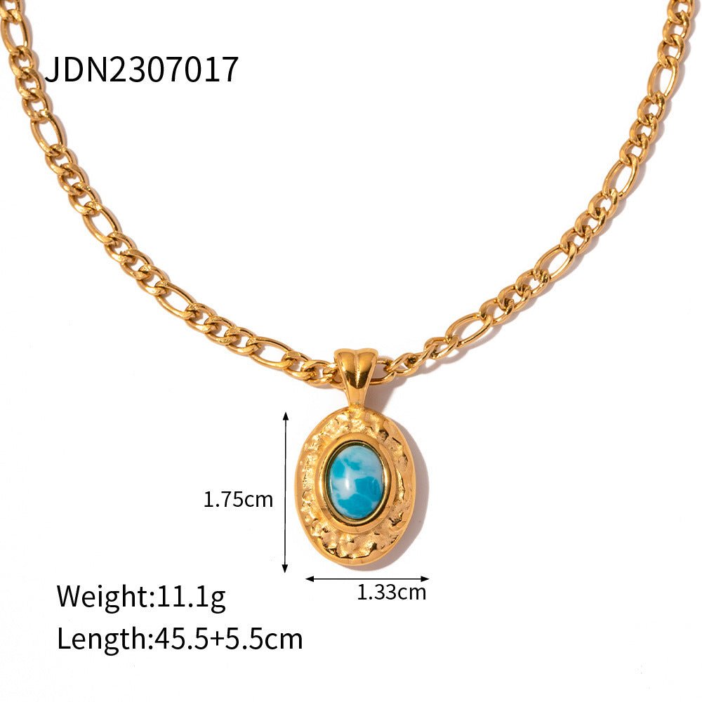 Gold Stainless Steel Turquoise Hammered Jewelry Set - Trendy Radar
