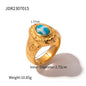 Gold Stainless Steel Turquoise Hammered Jewelry Set - Trendy Radar