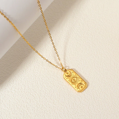 Gold Stainless Steel Zircon Star & Moon Pendant Necklace - Trendy Radar