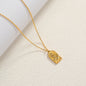 Gold Stainless Steel Zircon Star & Moon Pendant Necklace - Trendy Radar
