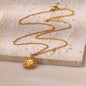 Gold Titanium Steel SUNFLOWER Necklace - Trendy Radar