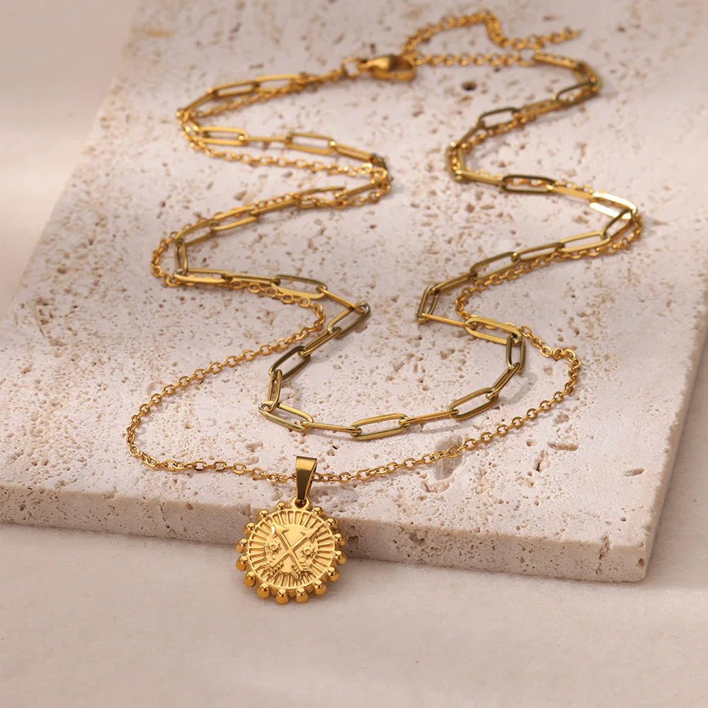 Gold Titanium Steel SUNFLOWER Necklace - Trendy Radar
