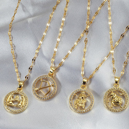 Golden Twelve Constellation Pendant Necklace - Trendy Radar