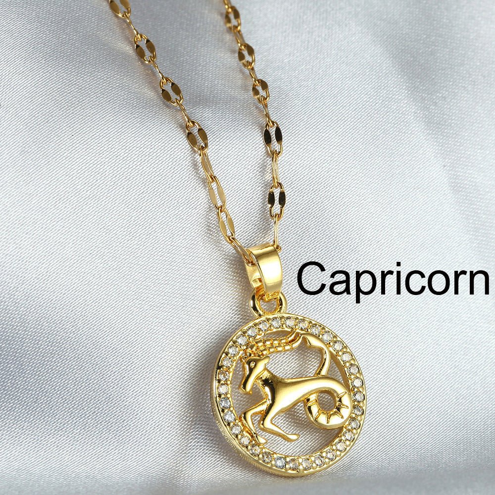 Golden Twelve Constellation Pendant Necklace - Trendy Radar